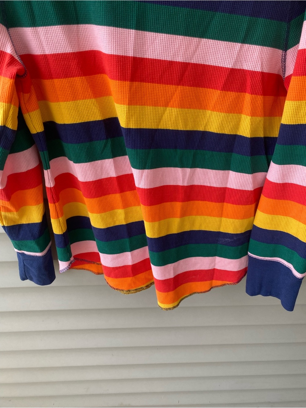 Old Navy Multicolor Rainbow Stripe Long Sleeve Waffle Knit Pajama Top - Picture 2 of 7